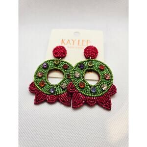 Kay Lee Beaded Wreath Earrings New